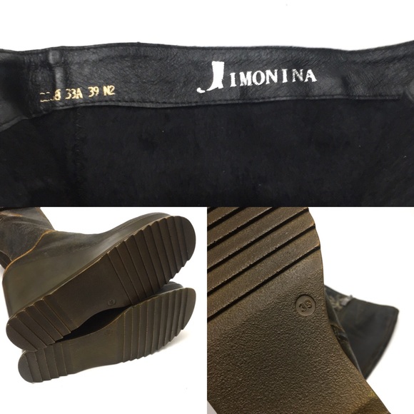 VTG Y2K Leather Star Detail Platform Tall Boots - Picture 8 of 8